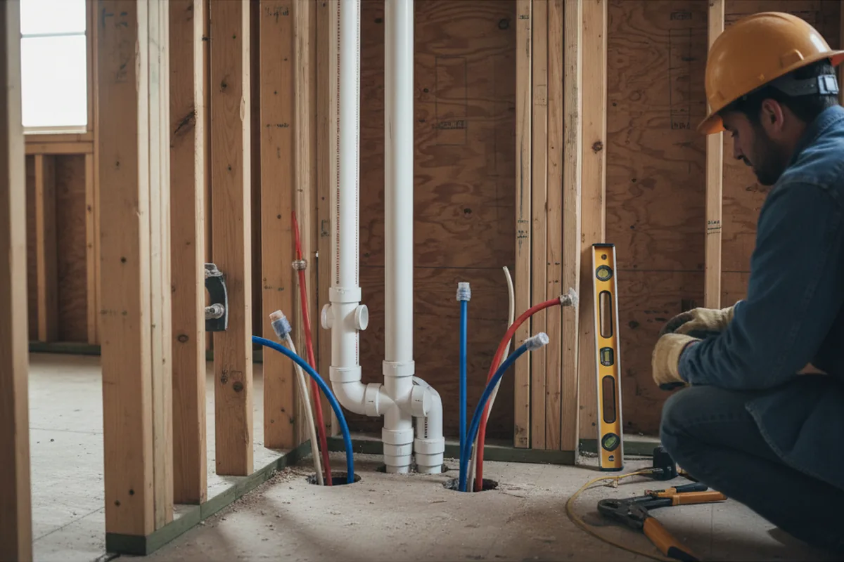Drain and supply rough-in during Toilet Repair and Installation in Monaca
