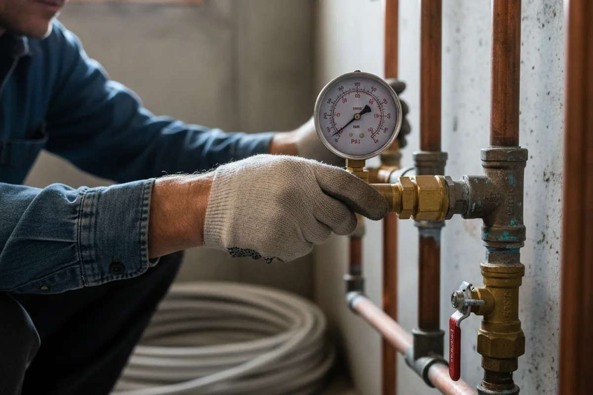 Pressure testing a repaired line during Water Line Repair in Monaca